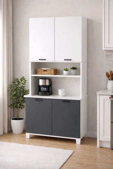 LALE 207 CM ÇOK AMAÇLI DOLAP ANTRASİT/BEYAZ ürün görseli 1