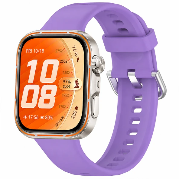 Huawei Watch Fit 5 Pro İle Uyumlu Metal Tokalı Yumuşak Soft Silikon Kordon  Lila ürün görseli 1