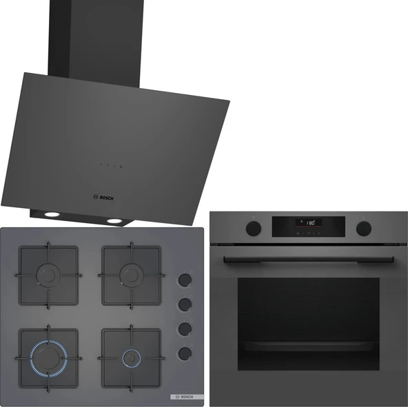 Bosch Antrasit Gri / Gri Ankastre Set HUA736EN0T-POP6C9P31O-DWK64PJ70T ürün görseli 1