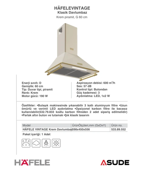 Hafele Vintage Ankastre Krem Set - Resim 4
