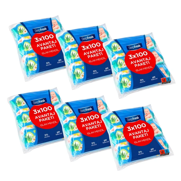 Deep Fresh Islak Mendil 3x100 lü x 6 Adet (1800 Yaprak) ürün görseli 1