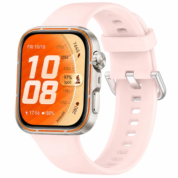 Huawei Watch Fit 5 Pro İle Uyumlu Metal Tokalı Yumuşak Soft Silikon Kordon  Pudra ürün görseli 1