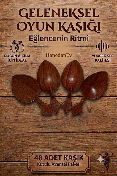 48 Adet Kutulu Ahşap Görünümlü Plastik Kaşık Oyun Kaşığı Düğün Kına Eğlence Kaşığı Kısa Kaşık ürün görseli 1