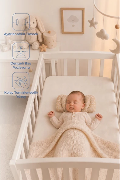 Babyjem Ayarlanabilir Düz Kafa Yastığı Somon Çiçek ürün görseli 1