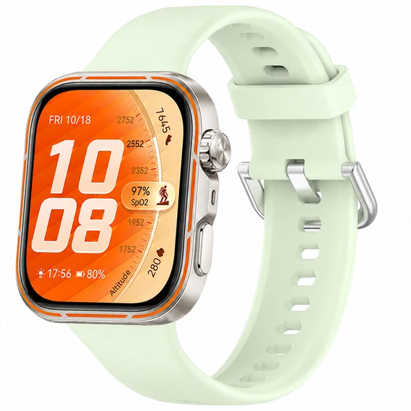 Huawei Watch Fit 5 Pro İle Uyumlu Metal Tokalı Yumuşak Soft Silikon Kordon  Yeşil ürün görseli 1
