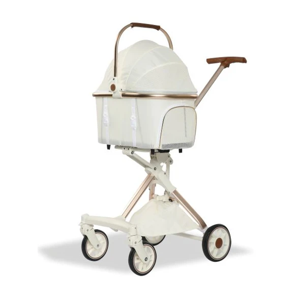 EuroDog Katlanabilir Köpek Arabası Beyaz 80,5x48,5x112 cm ürün görseli 1