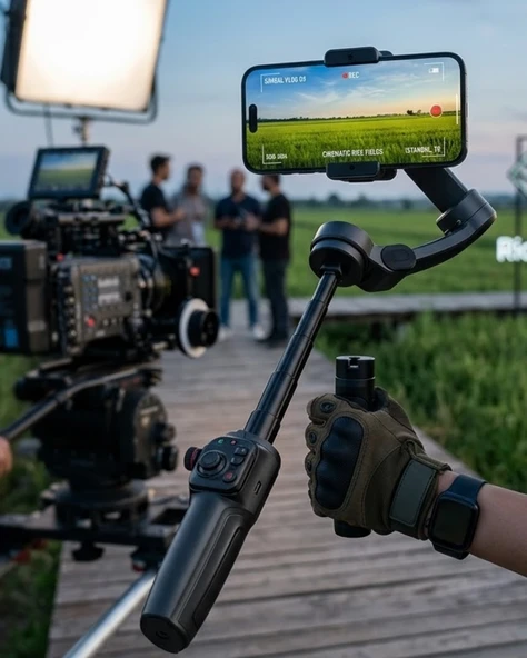 Profesyonel Telefon Video Sabitleyici Gimbal Stabilizer Vlog Atı ürün görseli 1
