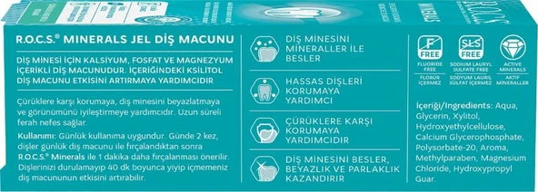 Rocs Minerals Jel Diş Macunu 35 ml - Resim 2