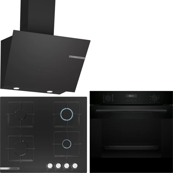 Bosch Siyah Ankastre Set HUA717BA0T-PNP6C6O12O-DWK66PJ60T ürün görseli 1