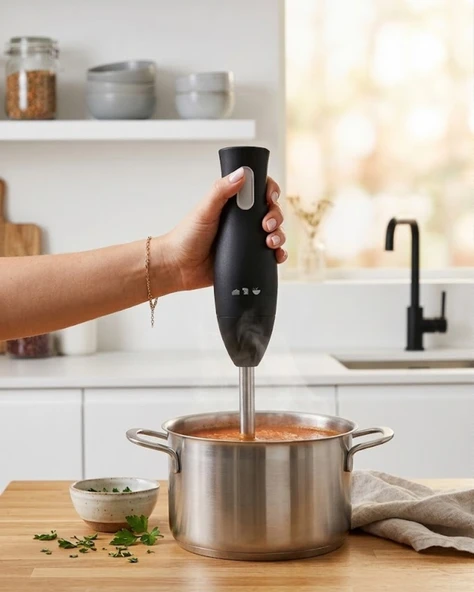 Paslanmaz Çelik Blender Ayağına Sahip Ergonomik El Blenderı ürün görseli 1