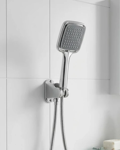 Siyah Duş Seti El Duşu Başlığı Spiral Hortum Ve Duvar Askısı Banyo Duş Seti ürün görseli 1