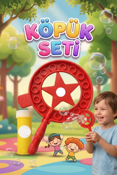 Yıldızlı Dev Baloncuk Seti! 3 Parçalı Özel Köpük Suyu Solüsyonlu 35,5cm Eğlenceli Köpük Oyun Seti ürün görseli 1