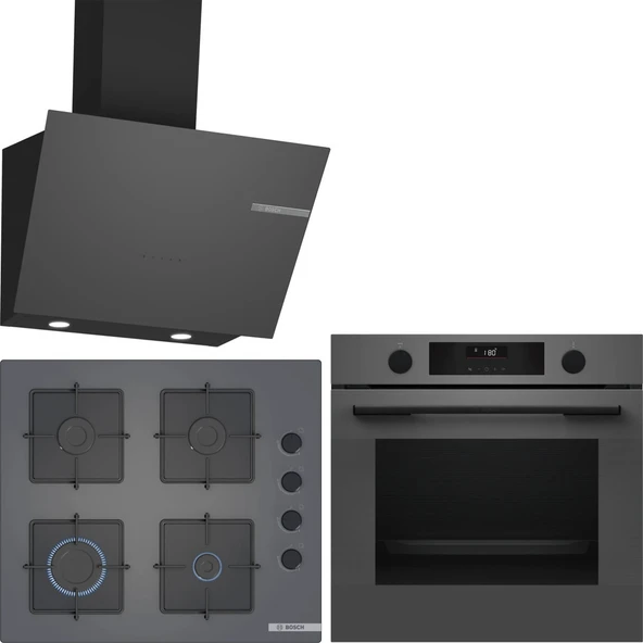 Bosch Antrasit Gri / Gri Ankastre Set HUA736EN0T-POP6C9P31O-DWK66PJ70T ürün görseli 1