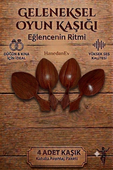 4 Adet Kutulu Ahşap Görünümlü Plastik Kaşık Oyun Havası Kaşığı Düğün Kına Eğlence Kaşığı Kısa Kaşık ürün görseli 1