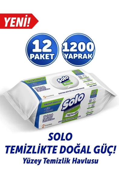 Solo Temizlikte Doğal Güç Okaliptus&Çam Esintisi Yüzey Temizlik Havlusu 12'li 1200 Yaprak ürün görseli 1