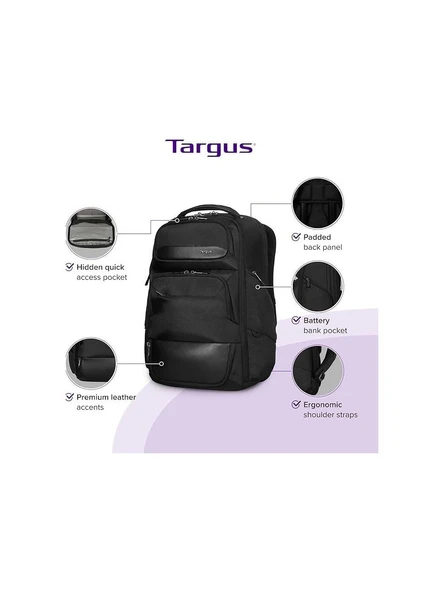 Targus HeritageLuxe 15-16" BackPack - Black - TARTBB656GL - Resim 6
