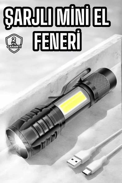 El Feneri Led Usb Şarjlı Zoom Mini Led Işık Acil Durum Feneri ürün görseli 1