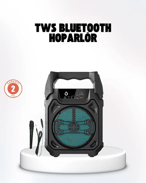Taşınabilir 6.5” Bluetooth Hoparlör Usb Tf Kart Mikrofonlu Şarjlı Sistem ürün görseli 1