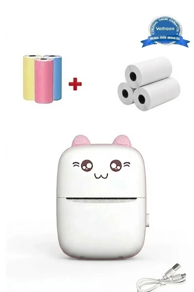 Mini Fotoğraf Yazıcı Kablosuz Etiket Yazıcı Baskı Makinesi Ios Android Uyumlu Termal Printer Pembe ürün görseli 1