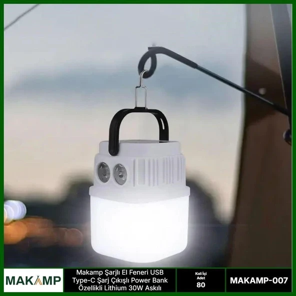 Şarjlı El Feneri Usb Powerbanklı Askılı ürün görseli 1