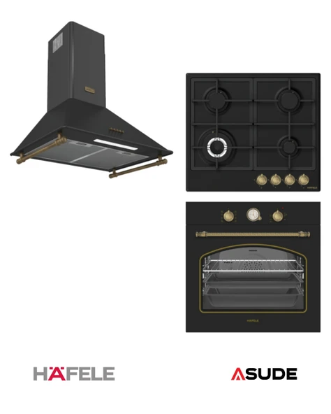 Hafele Vintage Ankastre Set  Antrasit Altın ürün görseli 1