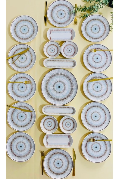 Hooly Home Blue Eyes 12 Kişilik 21 Parça Kahvaltı Takımı Kahve Mavi ürün görseli 1