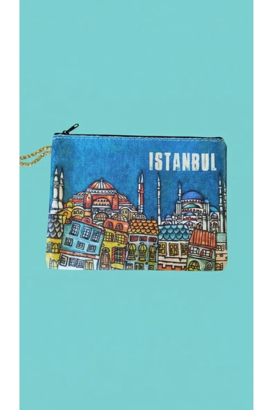 BBCN KADİFE İSTANBUL TEMALI EL ÇANTASI 21*16 CM ürün görseli 1