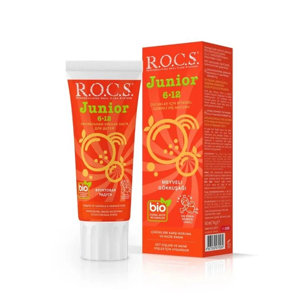 Rocs Junior Diş Macunu Gökkuşağı 6-12 Yaş 60 ml ürün görseli 1