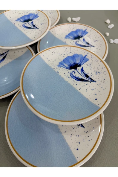 Hooly Home Mavi gelincik 6 Adet 15 cm Tatlı Tabağı Mavi ürün görseli 1