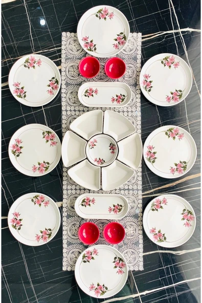Hooly Home Karçiçeği 8 Kişilik 21 Parça Modern Kahvaltı Takımı Pembe ürün görseli 1
