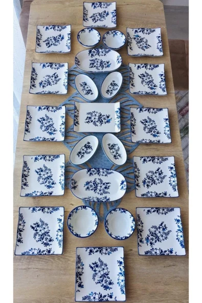 Hooly Home YASMİN Desen 12 Kişilik Kahvaltı Takımı Mavi ürün görseli 1