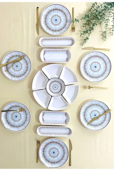 Hooly Home Blue Eyes 6 Kişilik 17 Parça Kahvaltı Takımı Kahve Mavi ürün görseli 1