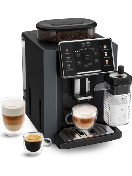 Krups Sensation Milk M90 Tam Otomatik Kahve Makinesi 1450 W Siyah Renk Espresso İçecek ürün görseli 1