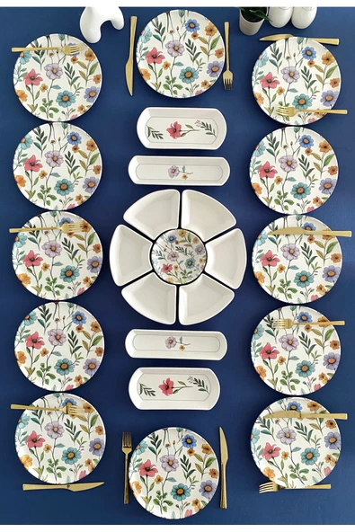 Hooly Home Flora Model 12 Kişilik 23 Parça Kahvaltı takımı Renkli ürün görseli 1