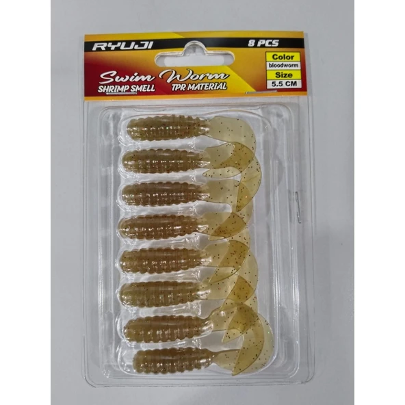 Swim Worm 5.5 cm ( 8 Adet ) Kokulu Silikon - Blood Worm ürün görseli 1