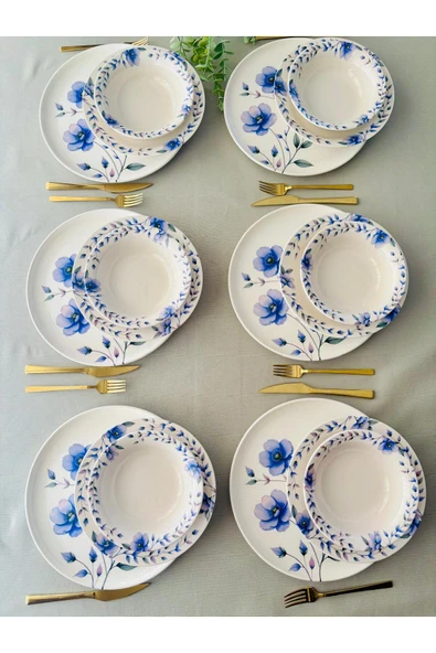 Hooly Home Mor Menekşe Model 6 Kişilik 18 Parça Yemek Takımı Mor ürün görseli 1