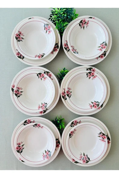 Hooly Home Karçiçeği Model 12 Parça Yemek Takımı Pembe ürün görseli 1