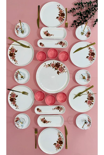 Hooly Home Pink Rose Model 6 Kişilik 23 Parça Kahvaltı Takımı pembe ürün görseli 1