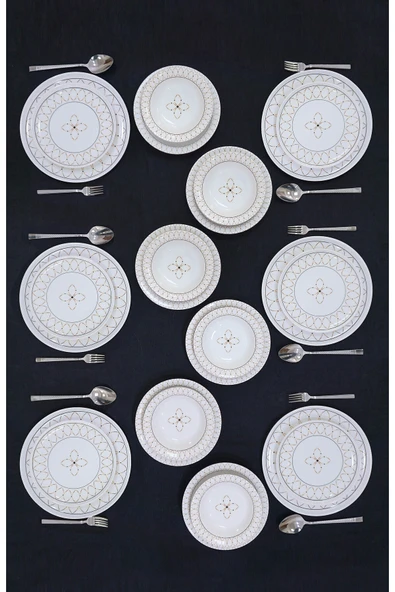 Hooly Home Gold Elips Model 6 Kişilik 24 Parça Yemek Takımı gold ürün görseli 1