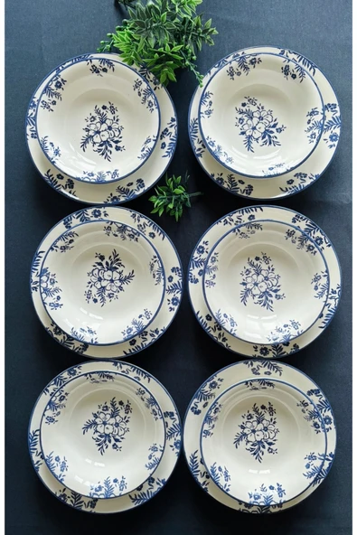 Hooly Home Yasemin Model 12 Parça Yemek Takımı Mavi ürün görseli 1
