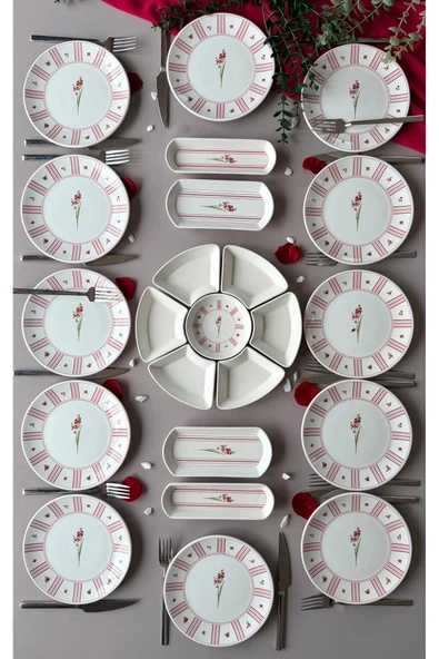 Hooly Home Lavinya Model 12 Kişilik 23 Parça Röfyeli Modern Kahvaltı - Brunch Takımı (Fuşya) Çok Renkli ürün görseli 1