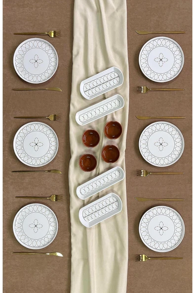 Hooly Home Gold Ellipse Model 6 Kişilik 14 Parça Kahvaltı Takımı Kahverengi ürün görseli 1