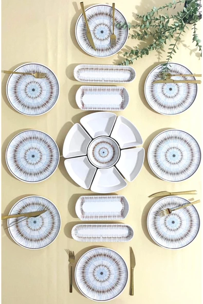 Hooly Home Blue Eyes 8 Kişilik 19 Parça Kahvaltı Takımı Kahve Mavi ürün görseli 1