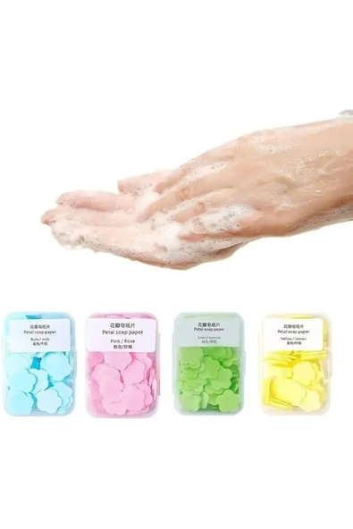 Doganline Store Kutu Parfümlü Eriyen Mini Kağıt Sabun Öğrenci Çocuk Okul Dezenfektan El Sabunu ürün görseli 1