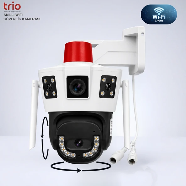 Trio TR-WX259 Wifi Dış Mekan Güvenlik Kamerası 3 Görüntü Çift Lens PTZ Takip Sistemli ürün görseli 1