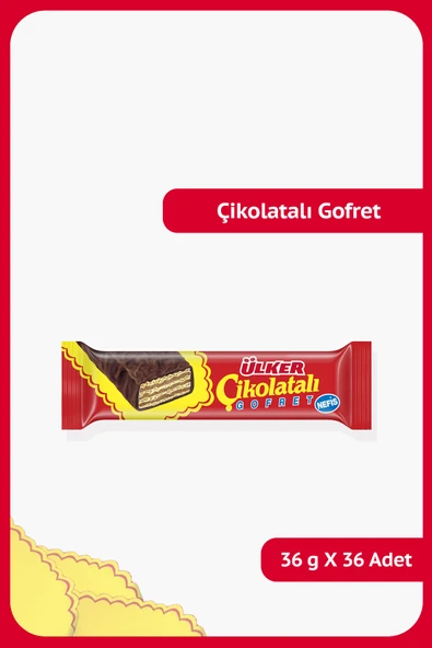 Ülker ÇİKOLATALI GOFRET - Türkiye'nin 1 Numaralı Gofreti - 36 gram - 36 Adet ürün görseli 1