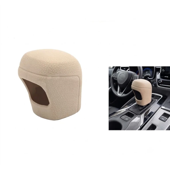 Toyota Uyumlu Silikonlu Otomatik Vites Topuzu Koruyucu Kılıfı Bej ürün görseli 1