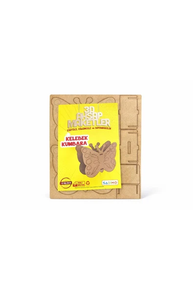 MyClean 3D Boyanabilir Ahşap Kelebek Kumbara Eğitici, Eğlenceli (1 Adet) 16x12,5x5 cm ürün görseli 1