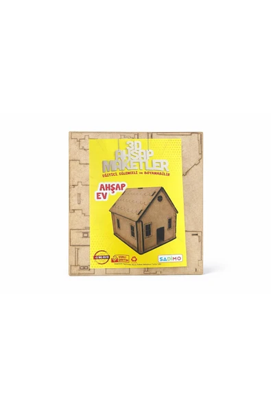 MyClean 3D Boyanabilir Ahşap EV Kumbara Eğitici, Eğlenceli (1 Adet) 16x12,5x5 cm ürün görseli 1