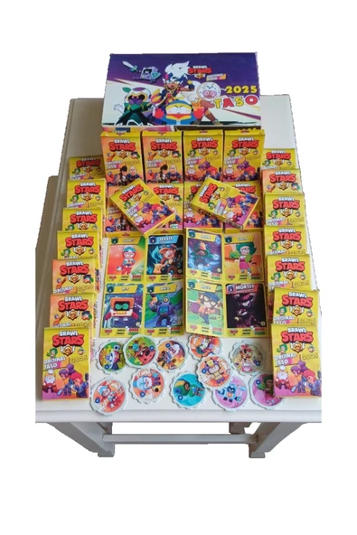 Toys Brawl Stars 2025 Oyun Kartları ve Tasolar 24 Minik Kutu (her kutuda 2 adet kart 3 adet taso)kutusuz ürün görseli 1
